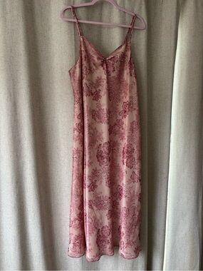 VTG Oscar de la Renta Rose and Burgundy Floral Maxi Slip Dress